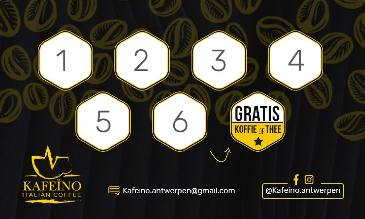 Kafeïno koffie-spaarkaart: 6 + 1 gratis